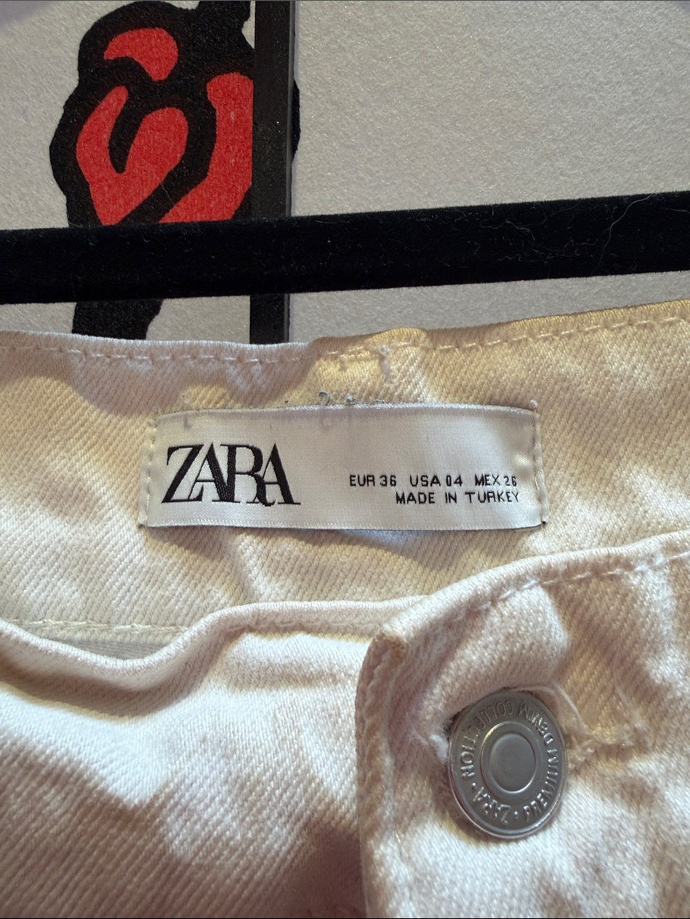 Zara Off-White Denim Button-Fly Pants - Picture 2 of 4